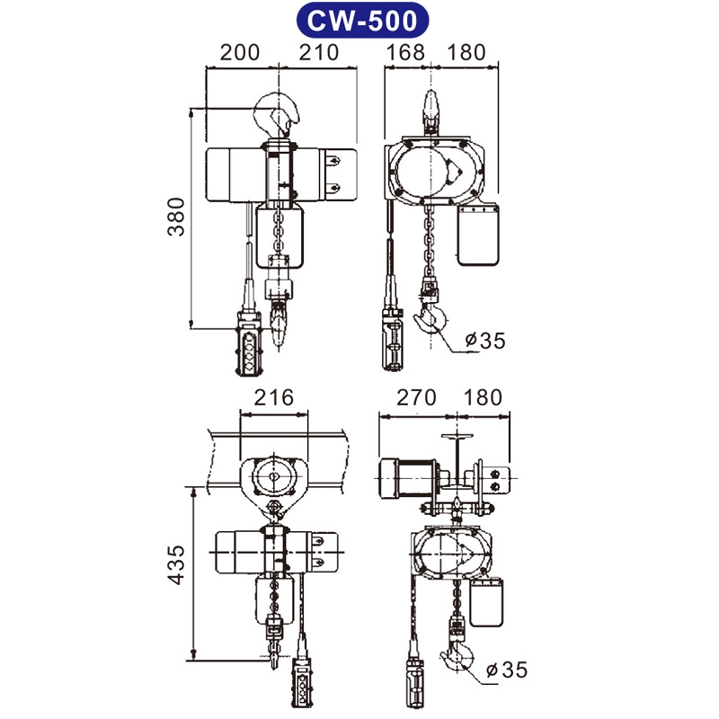 【基業牌 KIO】CW系列 三相電動鏈條吊車 (250kg~2噸/單速)